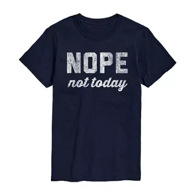 Novelty Mens Short Sleeve Nope Not Today Graphic T-shirt In Blue