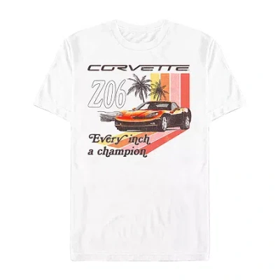 Novelty Mens Short Sleeve Corvette Graphic T-shirt In White
