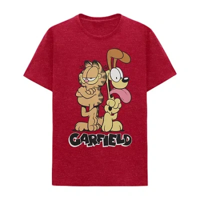 Hybrid Tees Mens Short Sleeve Garfield Graphic T-shirt In Red