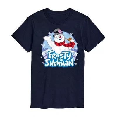 Novelty Mens Short Sleeve Frosty The Snowman Graphic T-shirt In Blue