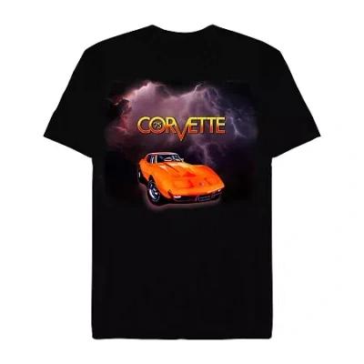 Novelty Mens Short Sleeve Corvette Graphic T-shirt In Black