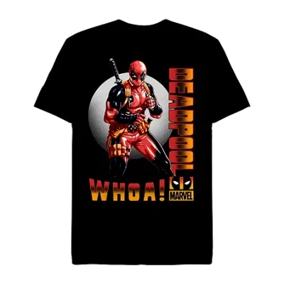 Novelty Mens Short Sleeve Deadpool Graphic T-shirt In Black