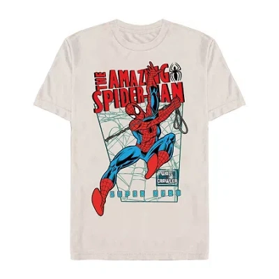 Novelty Mens Short Sleeve Spiderman Graphic T-shirt In Sand