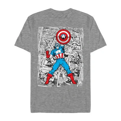 Novelty Mens Short Sleeve Captain America Graphic T-shirt In Gray