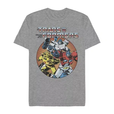 Novelty Mens Short Sleeve Transformers Graphic T-shirt In Gray