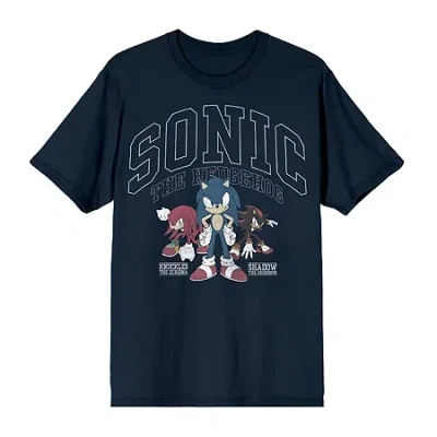 Bioworld Mens Short Sleeve Sonic The Hedgehog Graphic T-shirt In Blue