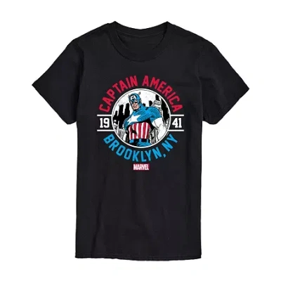 Novelty Mens Short Sleeve Captain America Marvel Graphic T-shirt In Black