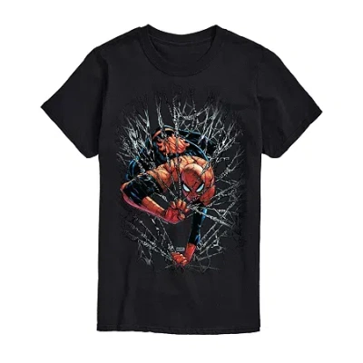 Novelty Mens Short Sleeve Spiderman Marvel Graphic T-shirt In Black