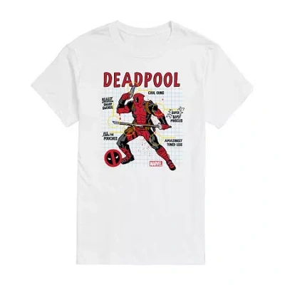Novelty Mens Short Sleeve Deadpool Marvel Graphic T-shirt In White