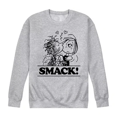 Novelty Mens Crew Neck Long Sleeve Peanuts Valentine's Day Sweatshirt In Gray