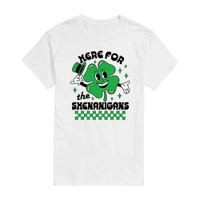 Novelty Mens Short Sleeve St. Patrick's Day Graphic T-shirt In White