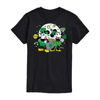 Novelty Mens Short Sleeve Mickey And Friends St. Patrick's Day Graphic T-shirt In Black