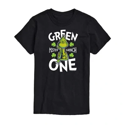 Novelty Mens Short Sleeve Dr. Seuss St. Patrick's Day Graphic T-shirt In Black