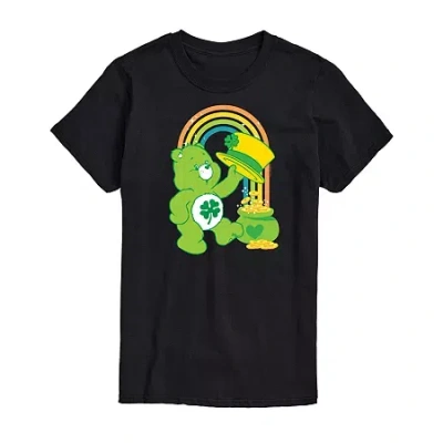 Novelty Mens Short Sleeve Care Bears St. Patrick's Day T-shirt In Black