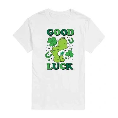 Novelty Mens Short Sleeve Care Bears St. Patrick's Day Graphic T-shirt In White