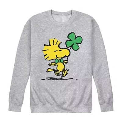 Novelty Mens Long Sleeve Peanuts St. Patrick's Day Sweatshirt In Gray