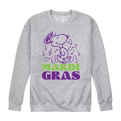 Novelty Mens Long Sleeve Peanuts Mardi Gras Sweatshirt In Gray