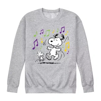 Novelty Mens Long Sleeve Peanuts Mardi Gras Sweatshirt In Gray