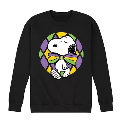 Novelty Mens Long Sleeve Peanuts Mardi Gras Sweatshirt In Black