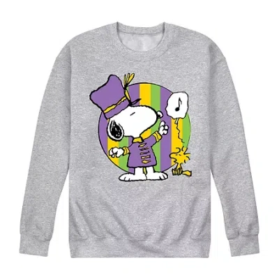 Novelty Mens Long Sleeve Peanuts Mardi Gras Sweatshirt In Gray
