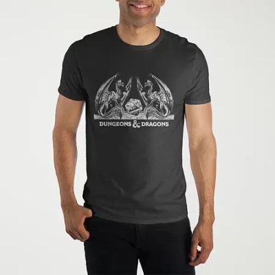 Novelty Mens Short Sleeve Dungeons & Dragons Graphic T-shirt In Black