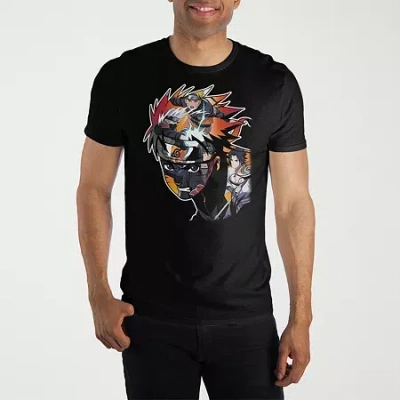 Novelty Mens Short Sleeve Naruto Graphic T-shirt In Black