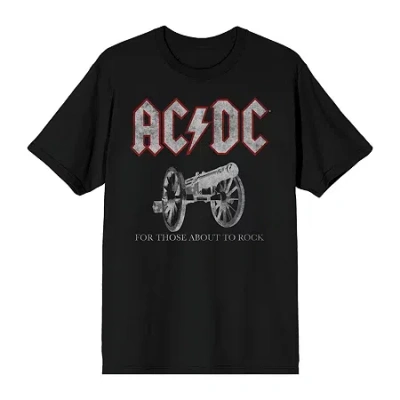 Novelty Mens Short Sleeve Ac/dc Graphic T-shirt In Black