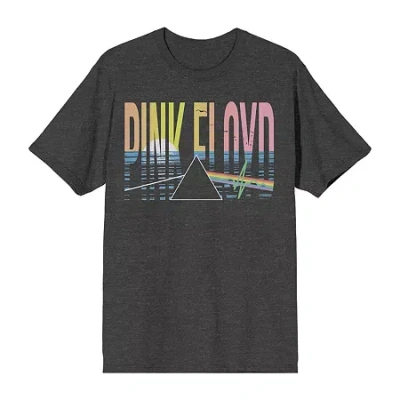Novelty Mens Short Sleeve Pink Floyd Graphic T-shirt In Gray