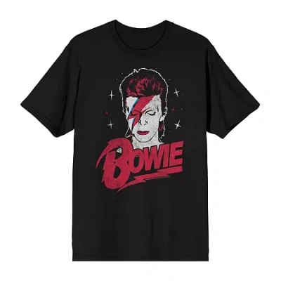 Novelty Mens Short Sleeve David Bowie Graphic T-shirt In Black