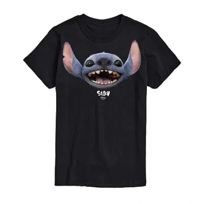 Novelty Mens Short Sleeve Stitch Graphic T-shirt In Black