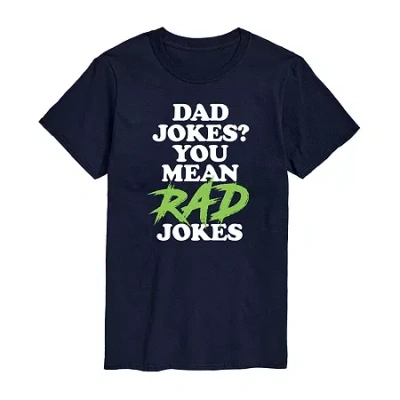 Novelty Mens Short Sleeve Dad Jokes Graphic T-shirt In Blue