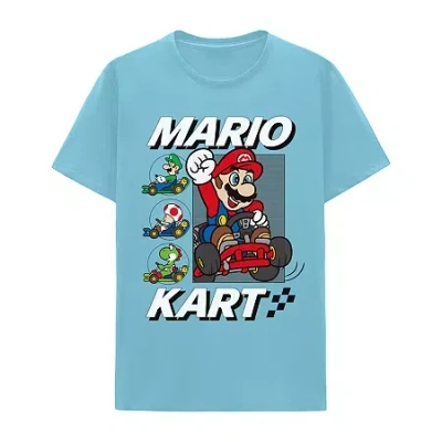 Hybrid Tees Mens Short Sleeve Regular Fit Super Mario Graphic T-shirt In Blue