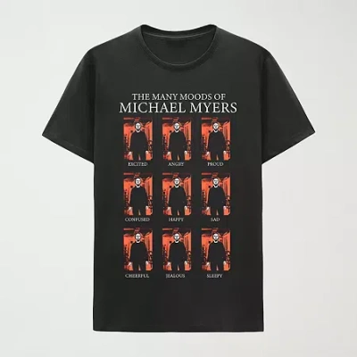 Hybrid Tees Mens Crew Neck Short Sleeve Regular Fit Michael Myers Graphic T-shirt In Black