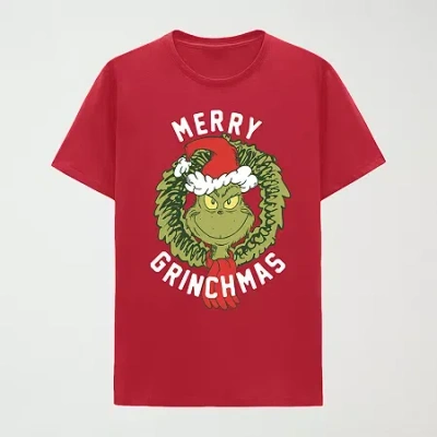 Hybrid Tees Mens Crew Neck Short Sleeve Regular Fit Grinch Graphic T-shirt In Red
