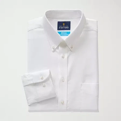 Stafford Coolmax All Season Oxford Mens Regular Fit Stretch Fabric Wrinkle Free Long Sleeve Dress Shirt In Multi