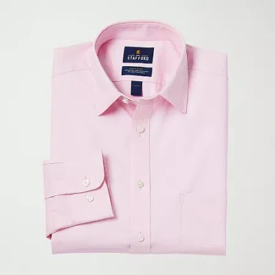 Stafford Advanced Performance Sweat Repel Mens Regular Fit Stretch Fabric Wrinkle Free Long Sleeve Dress Shir In Pink