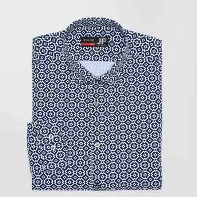 J. Ferrar 360 Stretch Performance Mens Slim Fit Wrinkle Free Long Sleeve Dress Shirt In Blue
