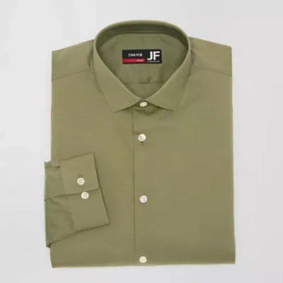J. Ferrar Slim Ultra Comfort Mens Slim Fit Stretch Fabric Wrinkle Free Long Sleeve Dress Shirt In Green