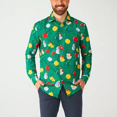 Suitmeister Mens Long Sleeve Dress Shirt In Green