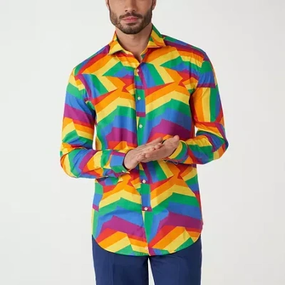 Opposuits Zig Zag Rainbow Mens Long Sleeve Dress Shirt In Multi