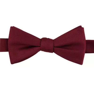 Stafford Sateen Solid Pre-tied Bow Tie In Burgundy