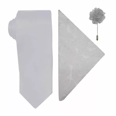 J. Ferrar Solid Tie Set In Gray