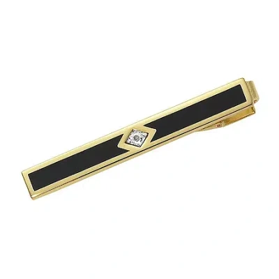 Accessories 22k Gold Electroplated Tie Bar W/diamond Chip In Yellow