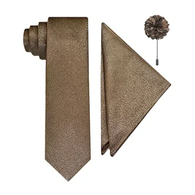 J. Ferrar Shimmer Tie Set In Brown