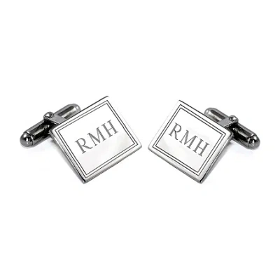 Accessories Engravable Sterling Silver Cuff Link Set In Gray