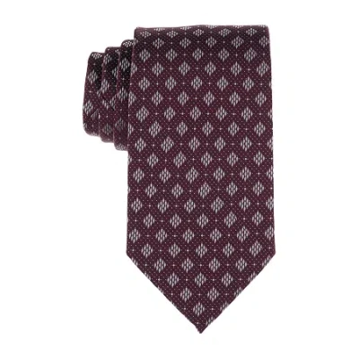 Stafford Sharon Geometric Tie In Burgundy