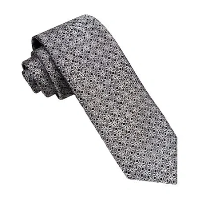 J. Ferrar Lustrous Slim Geometric Tie In Gray