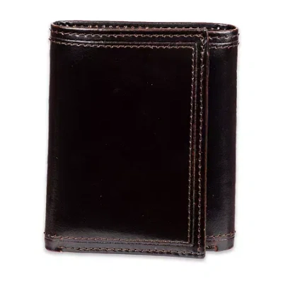 Stafford Rfid Split Pull-up Trifoldw/intrior Zipper Mens Personalized Trifold Wallet In Black