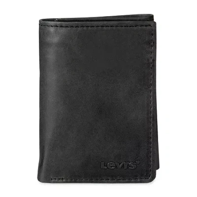 Levi 's Slim Trifold With Zipper Mens Personalized Slim Fold Wallet In Black