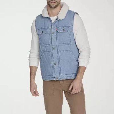 Levi 's Mens Denim Midweight Quilted Vest In Blue